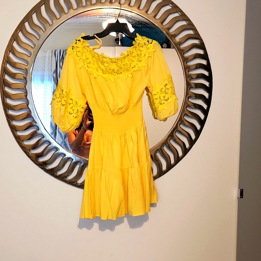Yellow lace dress